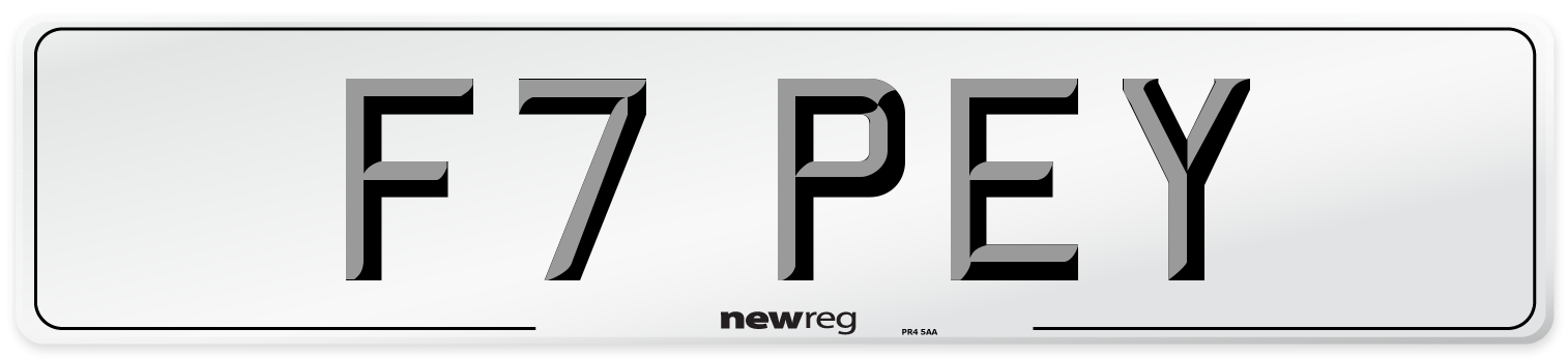 F7 PEY Number Plate from New Reg